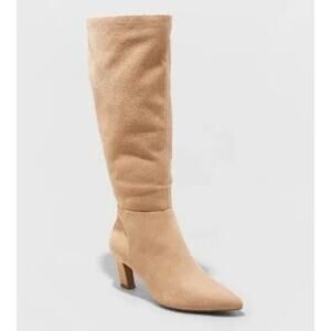 A New Day Women's Raye Tall 1/4 Side Zip 2" Dress Boots Beige Size 5